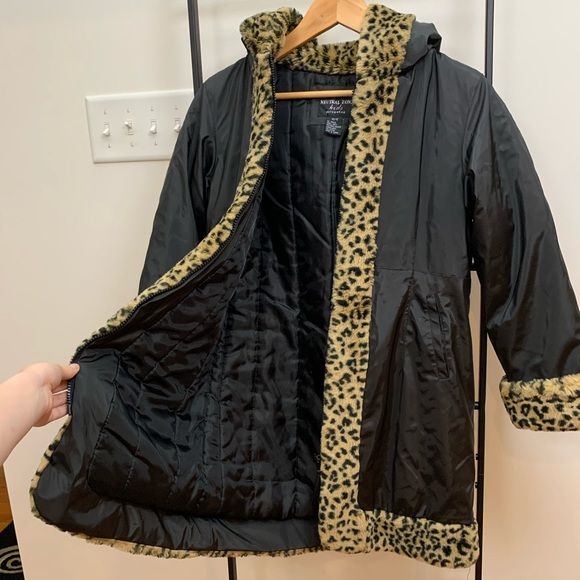 Faux Leopard Fur Trimmed Winter Coat - Girls - Picture 11 of 11